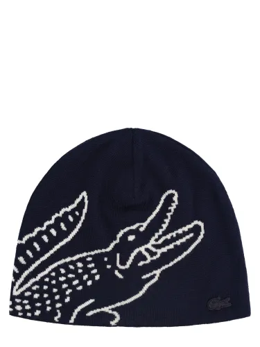 Berretto in lana con coccodrillo jacquard - lacoste - Modalova