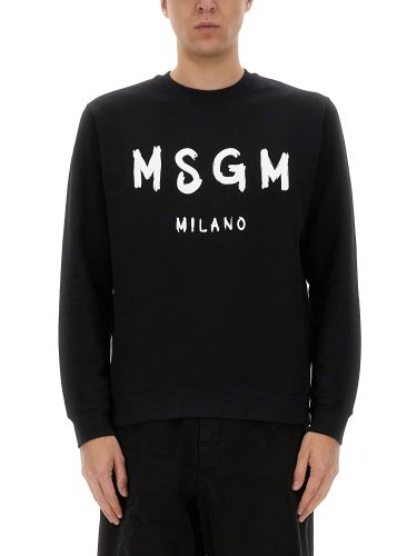 Msgm felpa in cotone con logo - msgm - Modalova