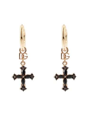 Orecchini creola con croci e strass - dolce & gabbana - Modalova