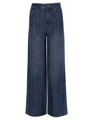 Jeans in denim con strass - self-portrait - Modalova