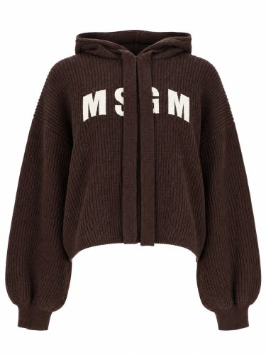 Msgm maglia con zip e logo - msgm - Modalova