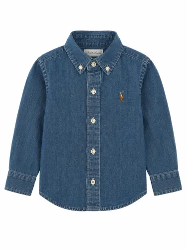 Camicia denim con logo ricamato - polo ralph lauren - Modalova