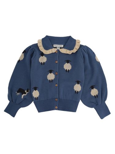 Cardigan jacquard con colletto e volant a contrasto - emile & ida - Modalova