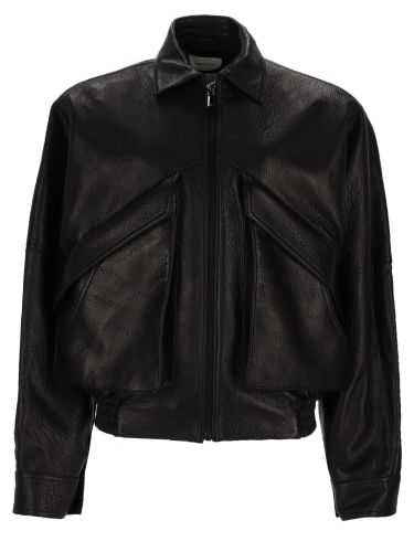 Giacca in pelle vintage con colletto classico - magda butrym - Modalova