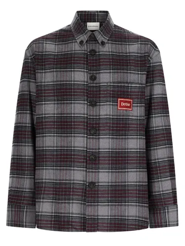Overshirt in cotone con patch logo - drôle de monsieur - Modalova