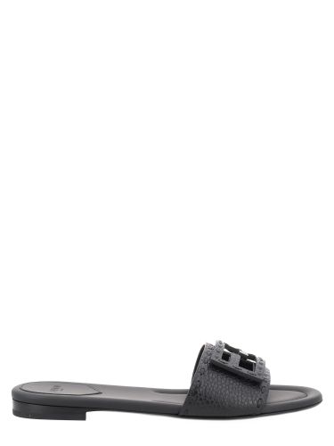 Slide "baguette" in pelle nera - fendi - Modalova