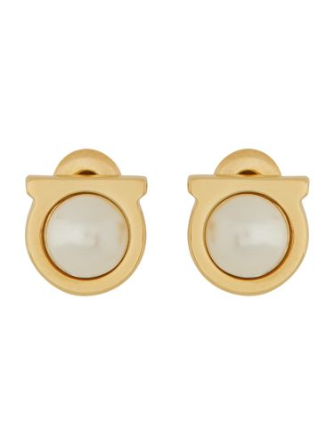 Orecchini "gancini" con perla - ferragamo - Modalova