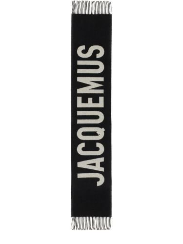 Sciarpa in lana con frange e logo - jacquemus - Modalova