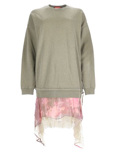 Abito in felpa con gonna in chiffon e pizzo - diesel - Modalova