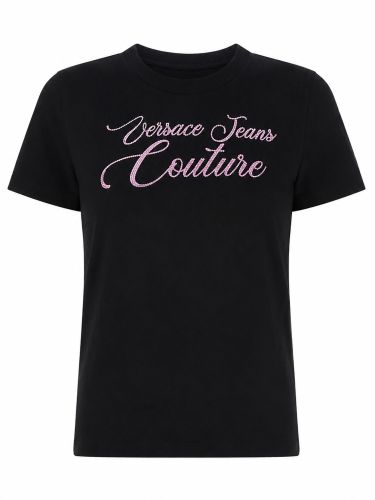 T-shirt con logo e strass - versace jeans couture - Modalova