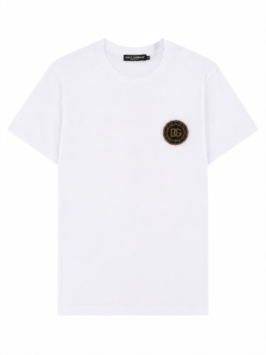 T-shirt in cotone con patch - dolce & gabbana - Modalova
