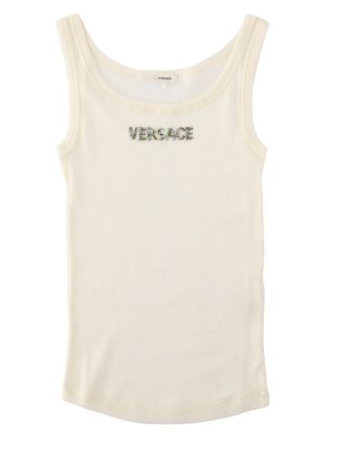 Versace tank top con crystal logo - versace - Modalova