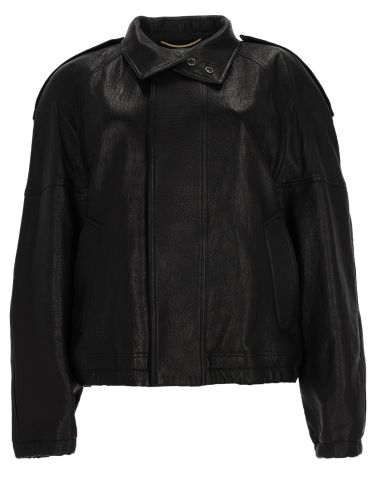 Giacca "cordo" in pelle - saint laurent - Modalova