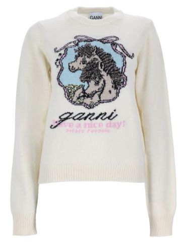 Ganni maglia "horse" - ganni - Modalova