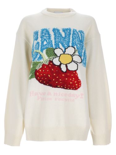 Ganni maglia con logo - ganni - Modalova