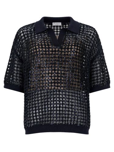 Polo in maglia di seta e lino - brunello cucinelli - Modalova