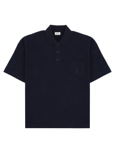 Polo cassandre in piqué di cotone - saint laurent - Modalova
