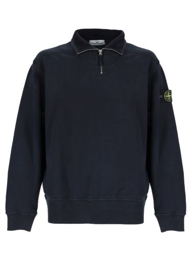 Felpa con zip corta e patch logo - stone island - Modalova