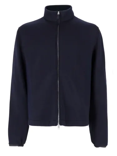 Felpa in lana misto cotone e seta con zip - zegna - Modalova