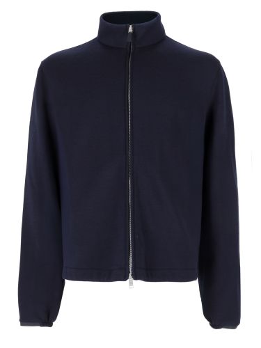 Felpa in lana misto cotone e seta con zip - zegna - Modalova