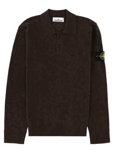 Polo in maglia con patch logo - stone island - Modalova