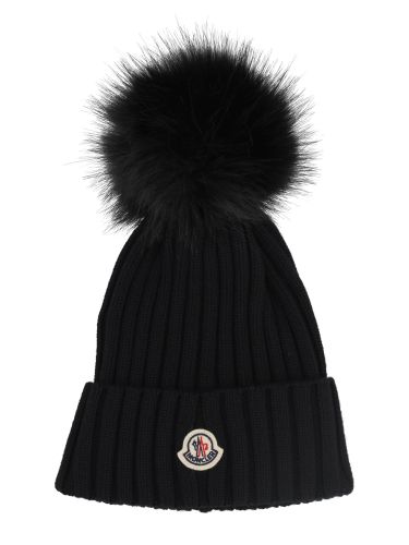 Berretto in lana con pon pon - moncler - Modalova