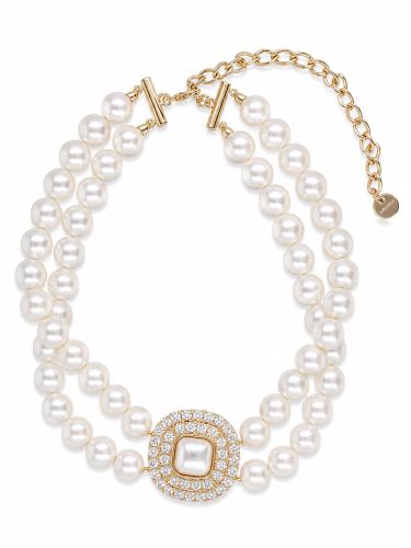 Collana girocollo con perle e cristalli - self-portrait - Modalova