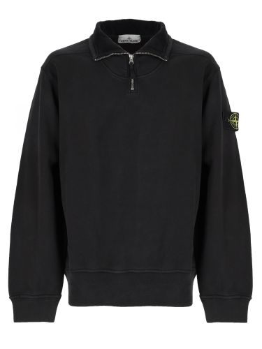 Felpa con zip corta e patch logo - stone island - Modalova