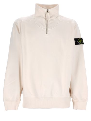 Felpa con zip corta e patch logo - stone island - Modalova