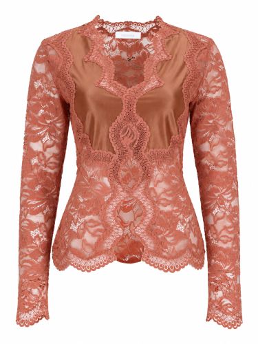 Rabanne top in pizzo e jersey - rabanne - Modalova