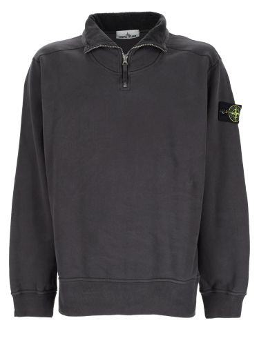 Felpa con zip corta e patch logo - stone island - Modalova