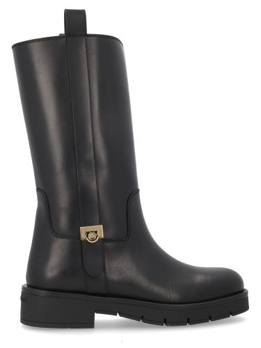 Stivale biker con fibbia "hug" - ferragamo - Modalova