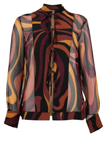 Camicia in creponne con stampa "marmo" - pucci - Modalova