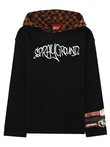 T-shirt con cappuccio e grafica "what time is it?" - sprayground - Modalova