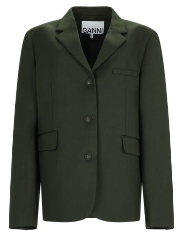 Ganni blazer in twill di lana - ganni - Modalova
