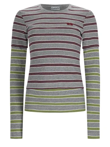 Ganni t-shirt layered in cotone - ganni - Modalova