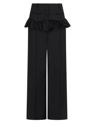 Ganni pantalone in lana calandrata - ganni - Modalova