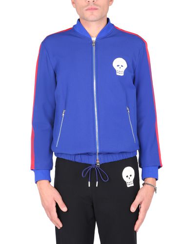 Skull" embroidered sweatshirt - alexander mcqueen - Modalova