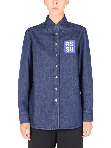 Shirt jacket with logo patch - raf simons - Modalova