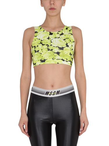 Msgm floral print cropped top - msgm - Modalova