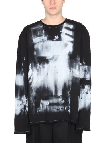 Tie dye pattern crewneck sweatshirt - balmain - Modalova