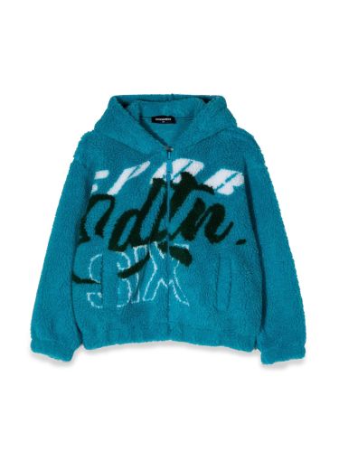 Felpa jacquard fur con zip e cappuccio - dsquared2 - Modalova
