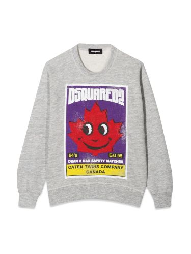 Sweatshirt crewneck front leaf print - dsquared - Modalova