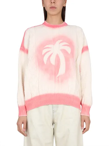 Patent leather effect palm sweater - palm angels - Modalova
