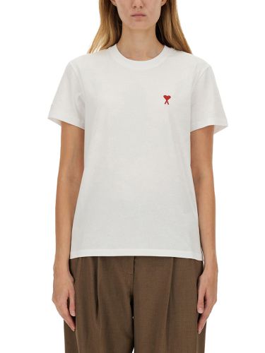 T-shirt with logo embroidery - ami paris - Modalova