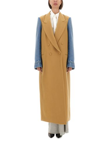 Coat with denim sleeves - dries van noten - Modalova