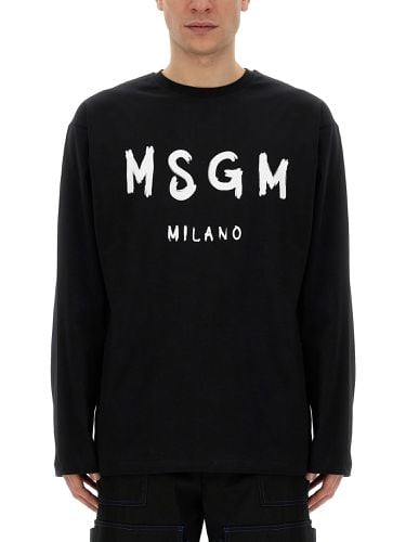 Msgm t-shirt with brushed logo - msgm - Modalova