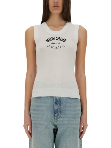 Knit top with inlay logo - moschino jeans - Modalova