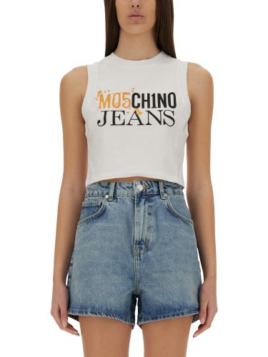 Cropped top with logo - moschino jeans - Modalova