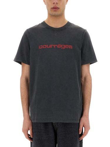 Courreges logo print t-shirt - courreges - Modalova